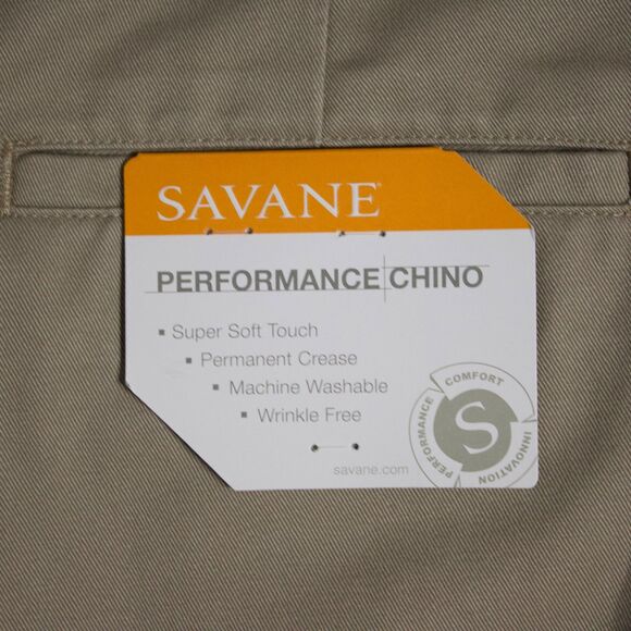 NWT Savane Pleated Performance Chino Elastic Comfort Waist Khaki Beige Men 40x32 - Picture 6 of 10
